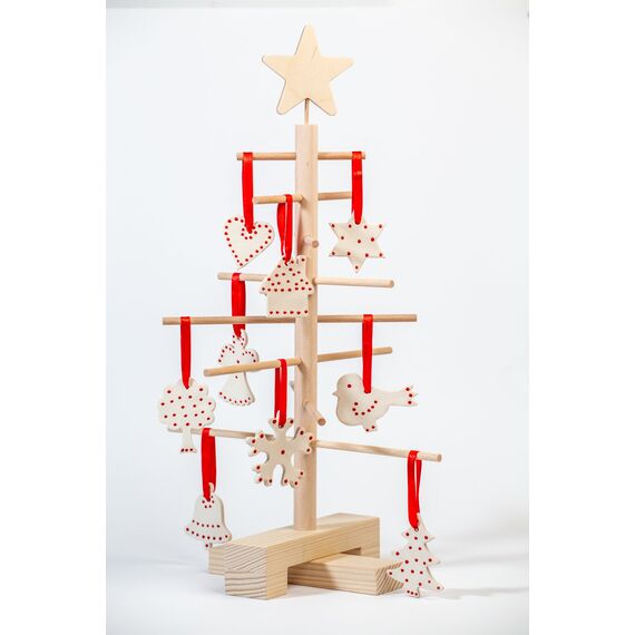 Xmas3, Künstlicher Weihnachtsbaum aus echtem Holz. Kräftig, Platzsparend, Nachhaltig und Einfach. Perfekte Weihnachtsbaum Alternative. 27 x 27 x 45 cm, 8 Ästen.