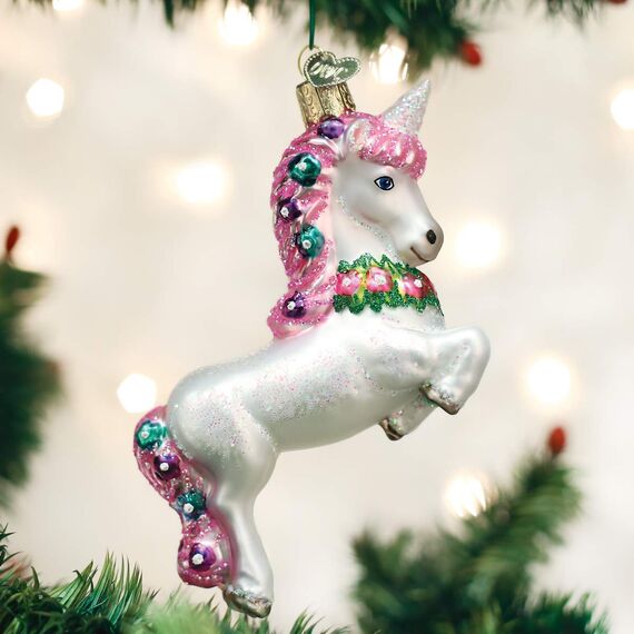 Old World Christmas Glasgeblasenes Ornament tanzendes Einhorn