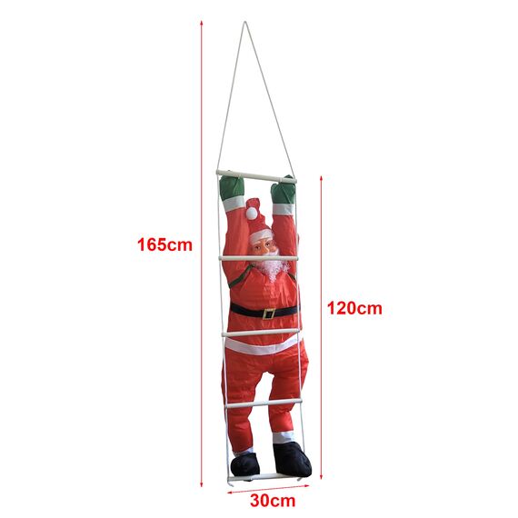 [en.casa] Weihnachtsmann auf Leiter 165cm 120cm Weihnachts Deko Weihnachten Figur Nikolaus