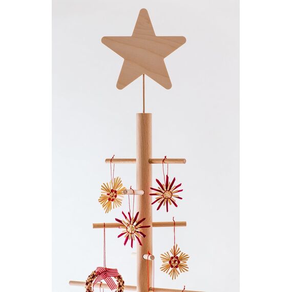 xmas3, Künstlicher Weihnachtsbaum aus echtem Holz. Kräftig, Platzsparend, Nachhaltig und Einfach. Perfekte Weihnachtsbaum Alternative. 68 x 68 x 125 cm, 24 Ästen.
