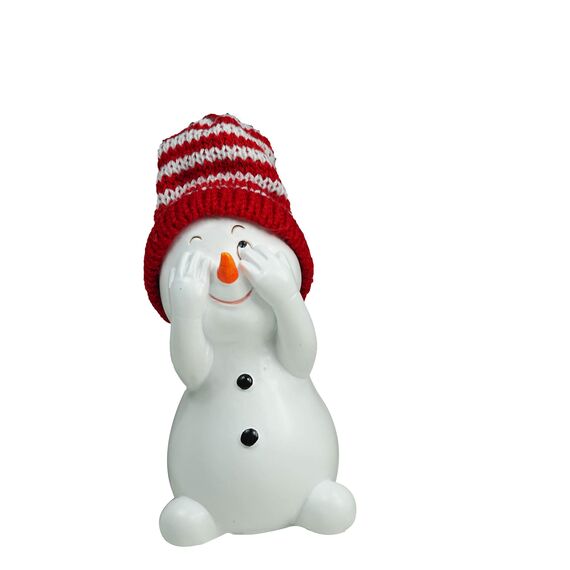 khevga Weihnachtsdeko Deko-Figuren Schneemann im 4er Maße ca. 6x6x11 cm (Rot)