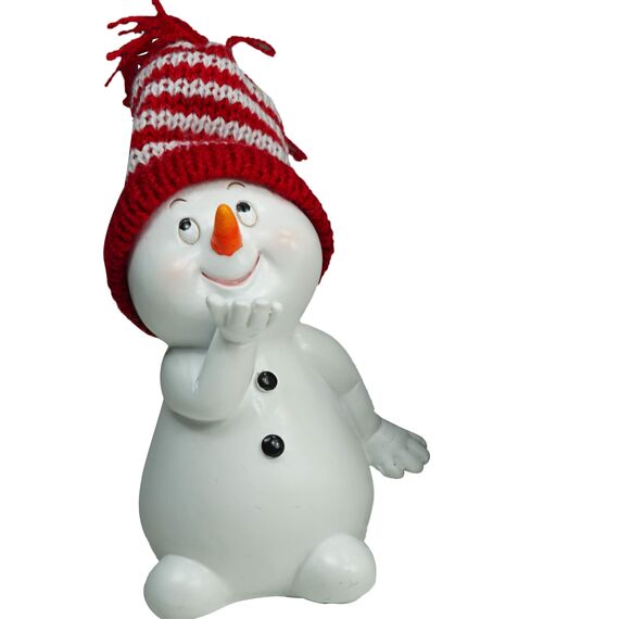 khevga Weihnachtsdeko Deko-Figuren Schneemann im 4er Maße ca. 6x6x11 cm (Rot)