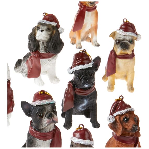 Design Toscano Hund Feiertagsverzierung Weihnachtsbaumverzierung Festtagsdeko, Polyresin, vollfarbe, 8 cm, 25er Set