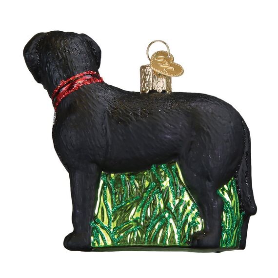 Old World Christmas Christbaumschmuck: Hunde-Kollektion, Glasornamente für Weihnachtsbaum Stehendes Schwarzlabor 3.25" schwarz