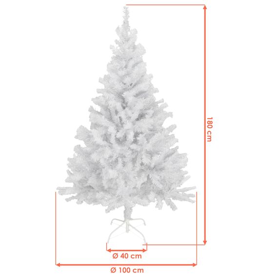 Künstlicher Weihnachtsbaum weiß inklusive Metall Ständer - 180 cm - Kunst Tannenbaum mit Baumständer klappbar - Weihnachtsdeko Christbaum Schneetanne Weihnachtstanne Kunstschnee Tanne unecht