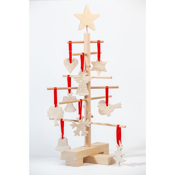 Xmas3, Künstlicher Weihnachtsbaum aus echtem Holz. Kräftig, Platzsparend, Nachhaltig und Einfach. Perfekte Weihnachtsbaum Alternative. 27 x 27 x 45 cm, 8 Ästen.