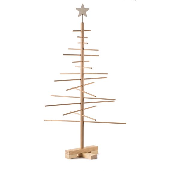 xmas3, Künstlicher Weihnachtsbaum aus echtem Holz. Kräftig, Platzsparend, Nachhaltig und Einfach. Perfekte Weihnachtsbaum Alternative. 48 x 48 x 75 cm, 16 Ästen.
