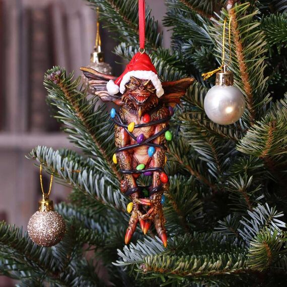 Nemesis Now Gremlins Mowhawk in Lichterketten Hängedeko Festlich Deko Ornament braun