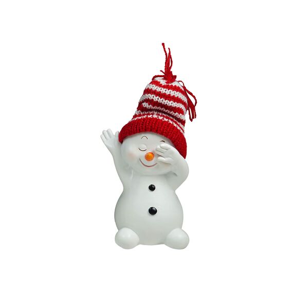 khevga Weihnachtsdeko Deko-Figuren Schneemann im 4er Maße ca. 6x6x11 cm (Rot)