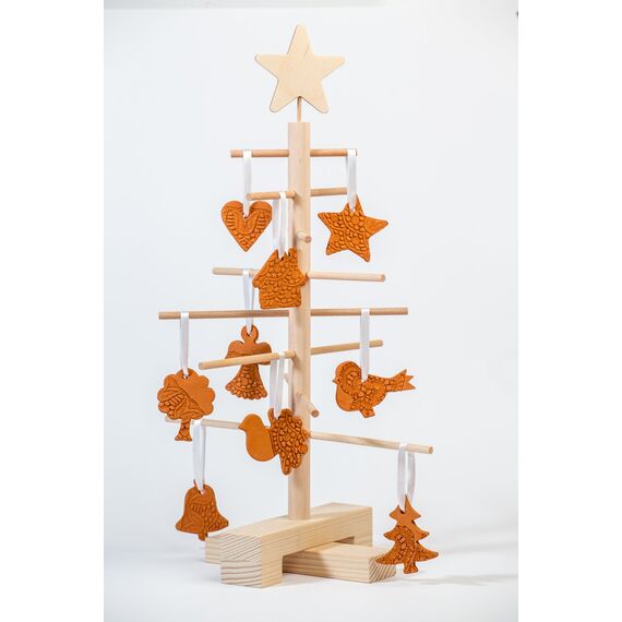 Xmas3, Künstlicher Weihnachtsbaum aus echtem Holz. Kräftig, Platzsparend, Nachhaltig und Einfach. Perfekte Weihnachtsbaum Alternative. 27 x 27 x 45 cm, 8 Ästen.