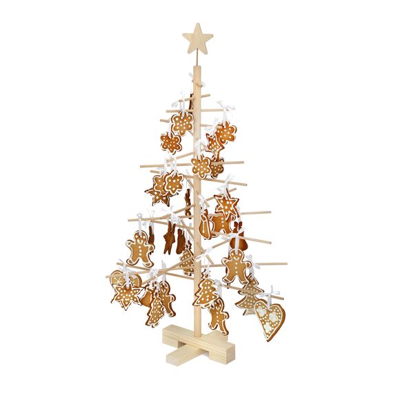 xmas3, Künstlicher Weihnachtsbaum aus echtem Holz. Kräftig, Platzsparend, Nachhaltig und Einfach. Perfekte Weihnachtsbaum Alternative. 48 x 48 x 75 cm, 16 Ästen.