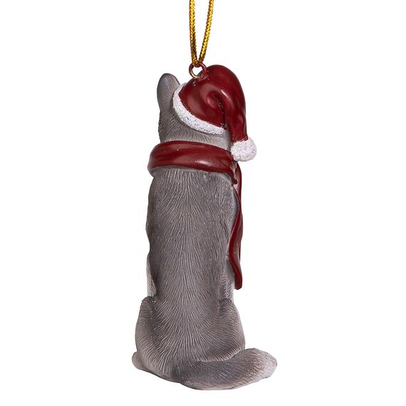 Design Toscano Siberischer Husky Festtagshund Weihnachtsbaumverzierung Festtagsdekoration, Polyresin, vollfarbe, 8 cm