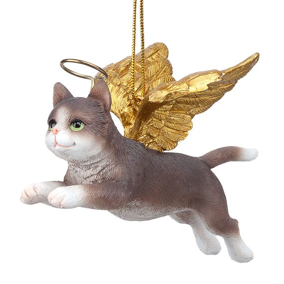 Christbaumschmuck - Ehren Die Feline graue Tabby-Feiertags-Engels-Katzenornamente