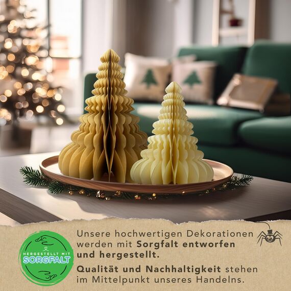 Premium Wiederverwendbare Weihnachtsdeko - Tischdeko Weihnachten/Deko Weihnachten - Papier Weihnachtsbaum Deko - Weihnachtsdeko Innen, Weihnachtsdeko Tisch (Stil 3 (braun))