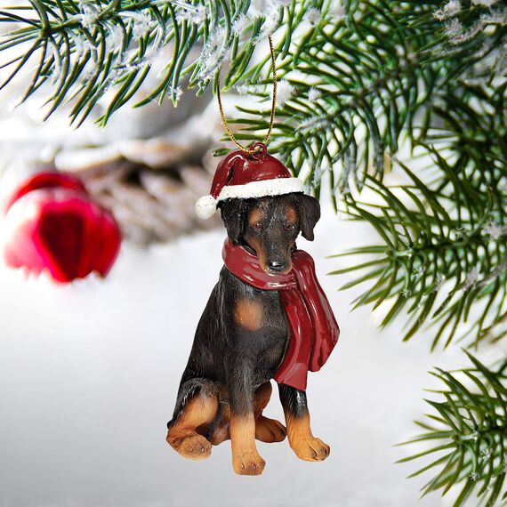 Design Toscano Christmas Ornaments, Weihnachtsdobermann Feiertags-Hundeornamente