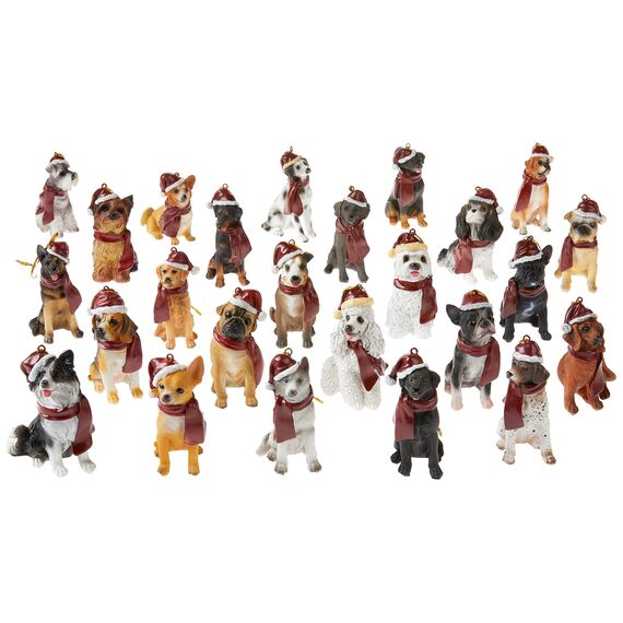 Design Toscano Hund Feiertagsverzierung Weihnachtsbaumverzierung Festtagsdeko, Polyresin, vollfarbe, 8 cm, 25er Set