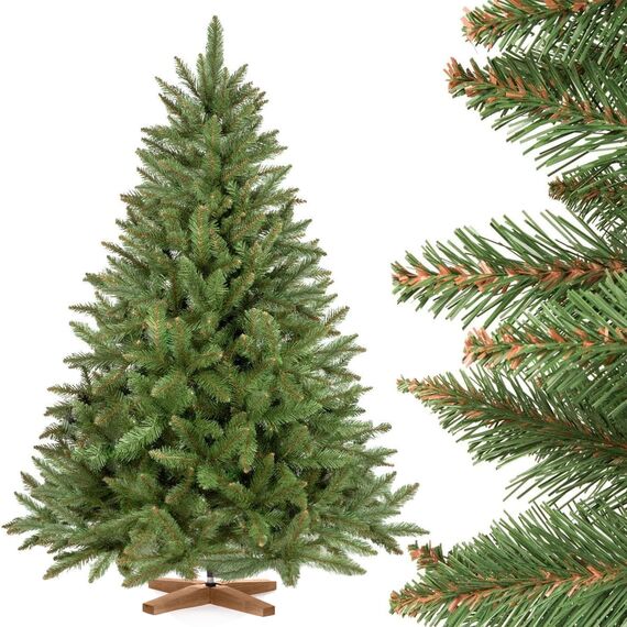 FAIRYTREES Weihnachtsbaum künstlich FICHTE Natur, grüner Stamm, Material PVC, inkl. Holzständer, 150cm