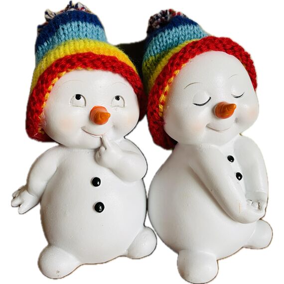 khevga Schneemann Figur Weihnachtsdeko Deko-Figuren Schneemann im 4er Maße ca. 6x6x11 cm