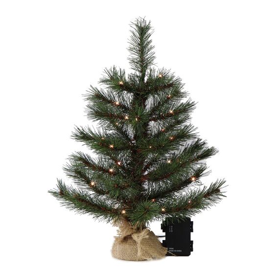 Gartenpirat Künstlicher Weihnachtsbaum 45 cm mit Drahtlichterkette 35 LED warmweiß Christbaum kiefernähnlich mit Frosteffekt beleuchtet batteriebetrieben