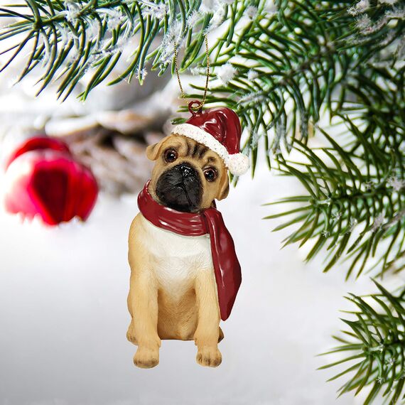 Design Toscano Christmas Ornaments, Weihnachten Mops Ferienhundeornamente