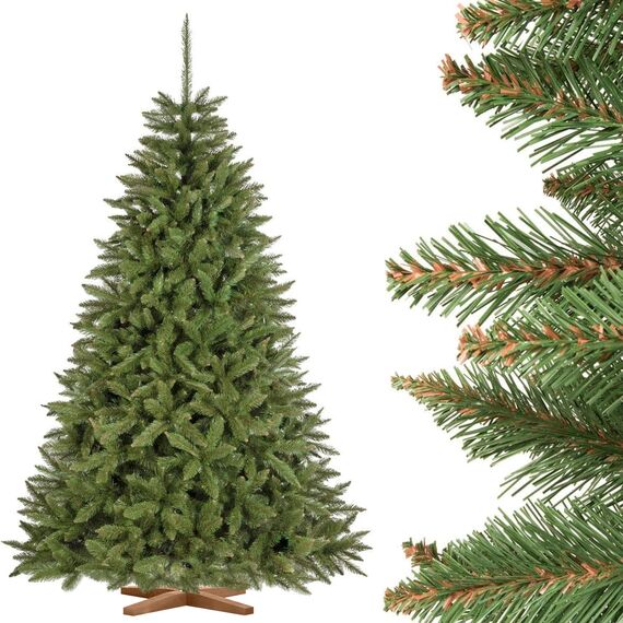 FAIRYTREES Weihnachtsbaum künstlich FICHTE Natur, grüner Stamm, Material PVC, inkl. Holzständer, 220cm
