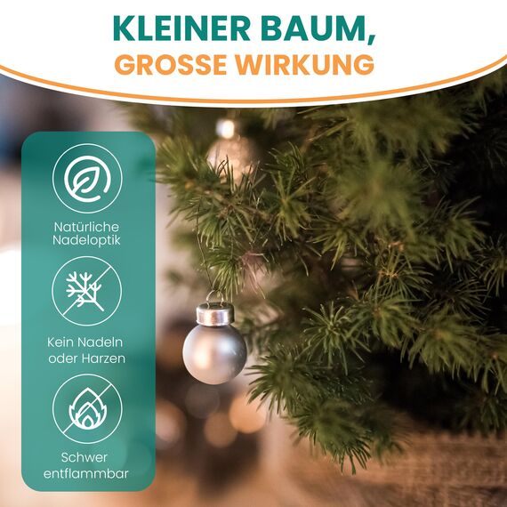 Gartenpirat Künstlicher Weihnachtsbaum 45 cm mit Drahtlichterkette 35 LED warmweiß Christbaum kiefernähnlich mit Frosteffekt beleuchtet batteriebetrieben