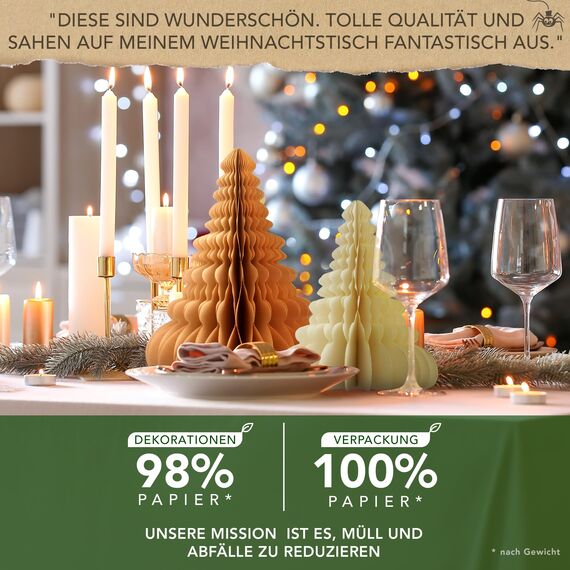 Premium Wiederverwendbare Weihnachtsdeko - Tischdeko Weihnachten/Deko Weihnachten - Papier Weihnachtsbaum Deko - Weihnachtsdeko Innen, Weihnachtsdeko Tisch (Stil 3 (braun))