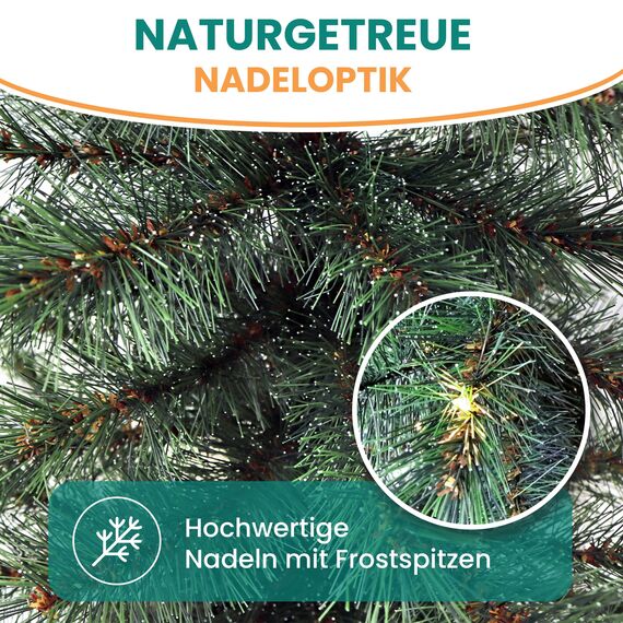 Gartenpirat Künstlicher Weihnachtsbaum 90 cm mit Drahtlichterkette 80 LED warmweiß Christbaum kiefernähnlich mit Frosteffekt beleuchtet batteriebetrieben