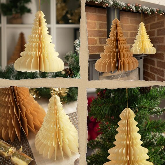 Premium Wiederverwendbare Weihnachtsdeko - Tischdeko Weihnachten/Deko Weihnachten - Papier Weihnachtsbaum Deko - Weihnachtsdeko Innen, Weihnachtsdeko Tisch (Stil 3 (braun))