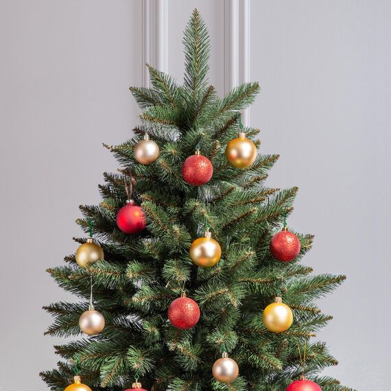 FAIRYTREES Weihnachtsbaum künstlich NORDMANNTANNE, grüner Stamm, Material PVC, inkl. Holzständer, 150cm