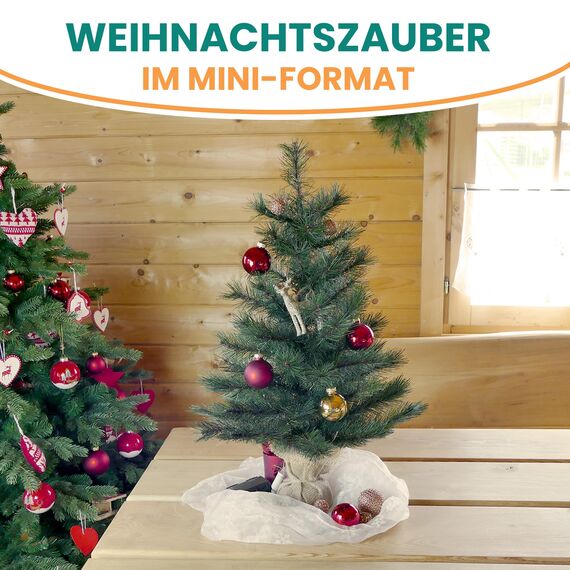 Gartenpirat Künstlicher Weihnachtsbaum 45 cm mit Drahtlichterkette 35 LED warmweiß Christbaum kiefernähnlich mit Frosteffekt beleuchtet batteriebetrieben