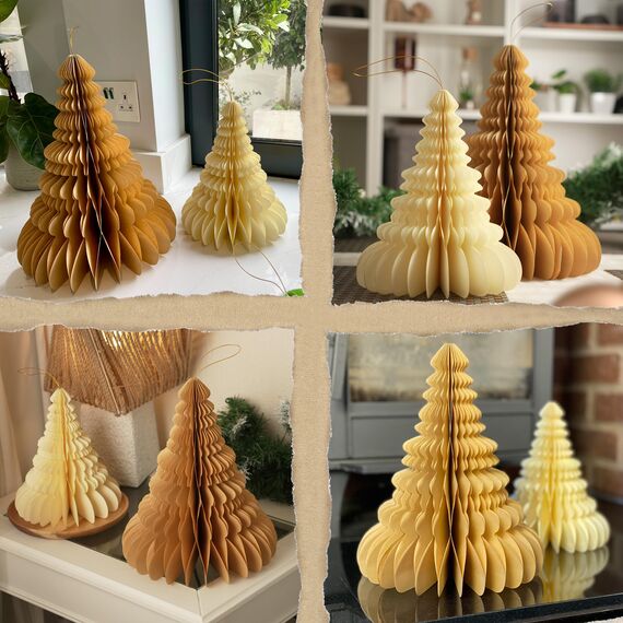 Premium Wiederverwendbare Weihnachtsdeko - Tischdeko Weihnachten/Deko Weihnachten - Papier Weihnachtsbaum Deko - Weihnachtsdeko Innen, Weihnachtsdeko Tisch (Stil 3 (braun))