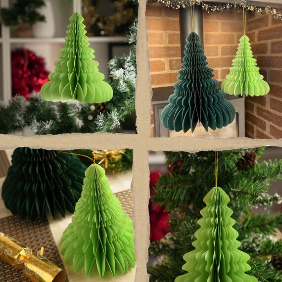 Premium Wiederverwendbare Weihnachtsdeko - Tischdeko Weihnachten/Deko Weihnachten - Papier Weihnachtsbaum Deko - Weihnachtsdeko Innen, Weihnachtsdeko Tisch (Stil 3 (grün))