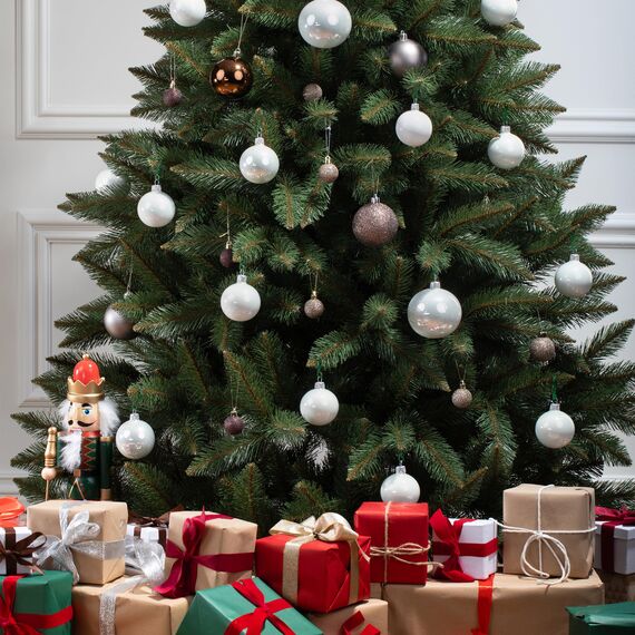 FAIRYTREES Weihnachtsbaum künstlich FICHTE Natur, grüner Stamm, Material PVC, inkl. Holzständer, 150cm