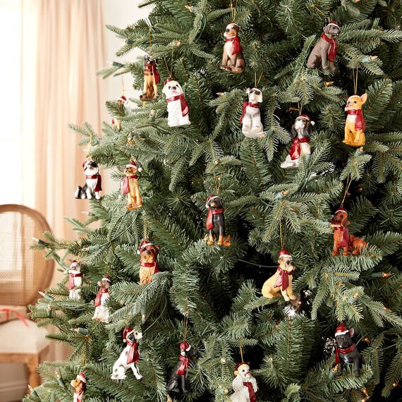 Design Toscano Hund Feiertagsverzierung Weihnachtsbaumverzierung Festtagsdeko, Polyresin, vollfarbe, 8 cm, 25er Set