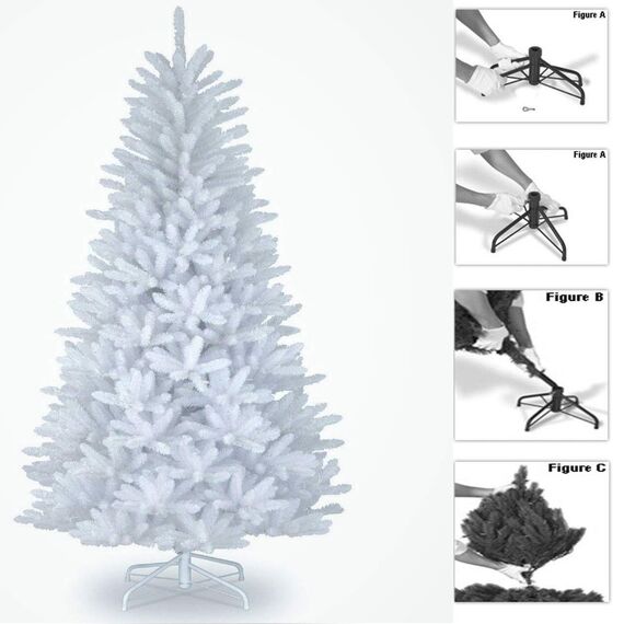 SHATCHI Künstlicher Deluxe-Weihnachtsbaum, schneeweiß, buschig, kaiserliche Kiefer, aufklappbare Zweige 1396, Bleistiftspitzen, mit Metallständer, Weihnachtsdekoration, PVC, 240 cm