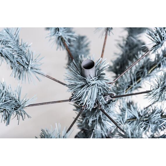SHATCHI Bushy Imperial Künstlicher Weihnachtsbaum mit Scharnierzweigen, Bleistiftspitzen, mit Metallständer, Weihnachtsdekoration, PVC, Grau, 240 cm