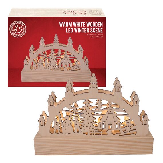 The Christmas Workshop batteriebetrieben 5 warm weiß LED Holz Outdoor Forest Scene Dekoration, Braun