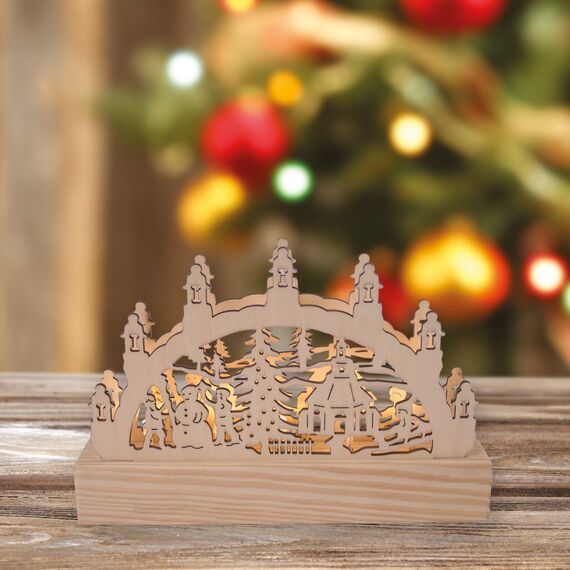 The Christmas Workshop batteriebetrieben 5 warm weiß LED Holz Outdoor Forest Scene Dekoration, Braun