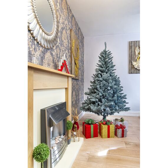 Künstlicher Deluxe-Weihnachtsbaum, 1,2 m, frostig, grün, buschig, kaiserliche Kiefer, aufklappbare Äste, 308 Bleistiftspitzen, mit Metallständer, Weihnachtsdekoration