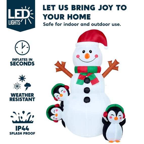 Joiedomi 6 ft aufblasbare Weihnachts-Schneemann-Außendekoration, aufblasbare Schneemann für Weihnachtsfeier, Shinny für Party drinnen, draußen, Hof (Glänzender Schneemann)