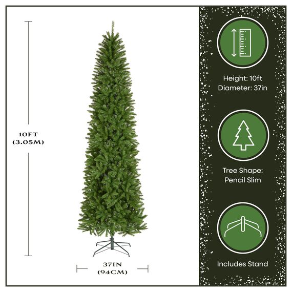 National Tree Company Künstlicher Weihnachtsbaum, 300 cm, unbeleuchtet, Kingswood-Tanne, schlank, 1.715 Zweigspitzen, inklusive Ständer, grün