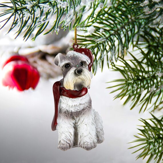 Design Toscano Christmas Ornaments, Weihnachtszwergschnauzer Ferienhundeornamente