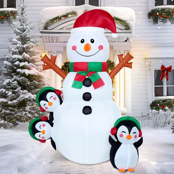 Joiedomi 6 ft aufblasbare Weihnachts-Schneemann-Außendekoration, aufblasbare Schneemann für Weihnachtsfeier, Shinny für Party drinnen, draußen, Hof (Glänzender Schneemann)