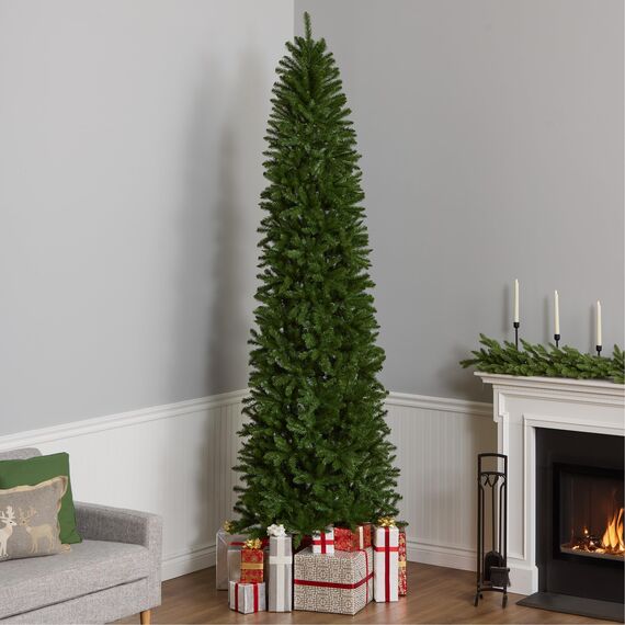 National Tree Company Künstlicher Weihnachtsbaum, 300 cm, unbeleuchtet, Kingswood-Tanne, schlank, 1.715 Zweigspitzen, inklusive Ständer, grün