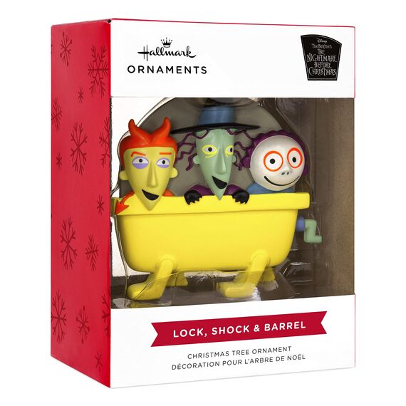 Hallmark Disney Tim Burton's The Nightmare Before Christmas Lock, Shock and Barrel Weihnachtsdekoration, 1,6 x 7,6 x 7,6 cm