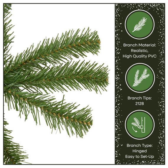National Tree Company Künstlicher Weihnachtsbaum, 270 cm, unbeleuchtet, North-Valley-Fichte, 2.128 Spitzen, inklusive Ständer, grün