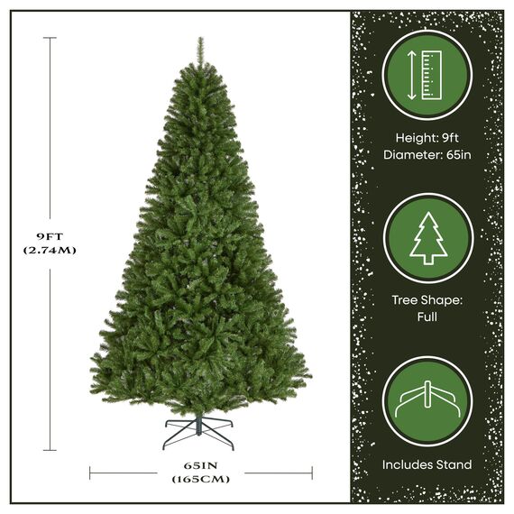 National Tree Company Künstlicher Weihnachtsbaum, 270 cm, unbeleuchtet, North-Valley-Fichte, 2.128 Spitzen, inklusive Ständer, grün