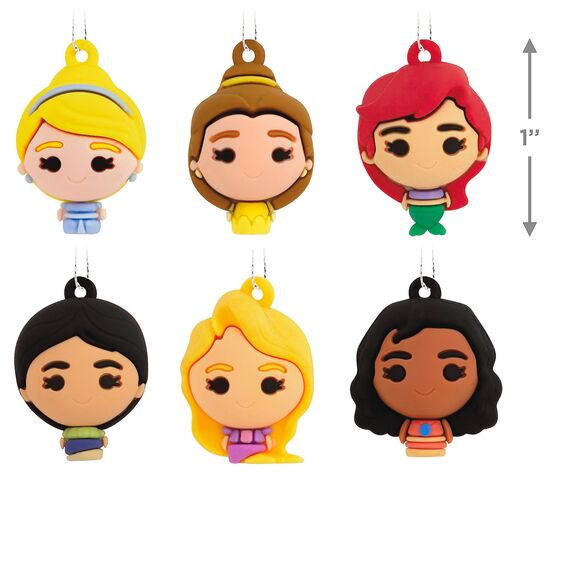 Hallmark Disney Princess 0002HCM6131 Miniatur-Weihnachtsschmuck aus Kunststoff, ca. 4,1 x 5,6 x 3,3 cm, 6 Stück