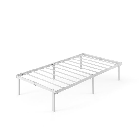 Zinus Caleb Bett 90x200 cm - Höhe 36 cm mit Stauraum unter dem Bett - Metall-Plattformbettrahmen - Klappbarer Bettrahmen - Weiß